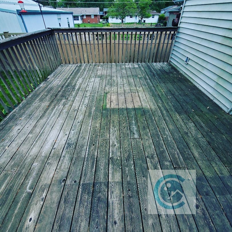 wood deck pressure washing in O'Fallon, IL before